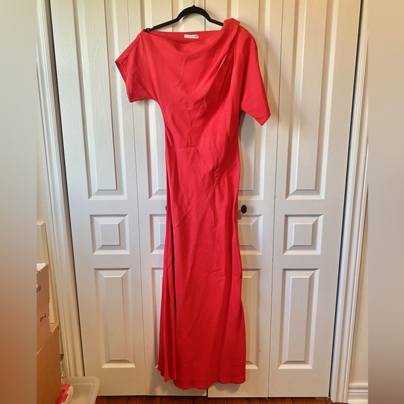 CO one shoulder draped faille maxi dress - Picture 3 of 8